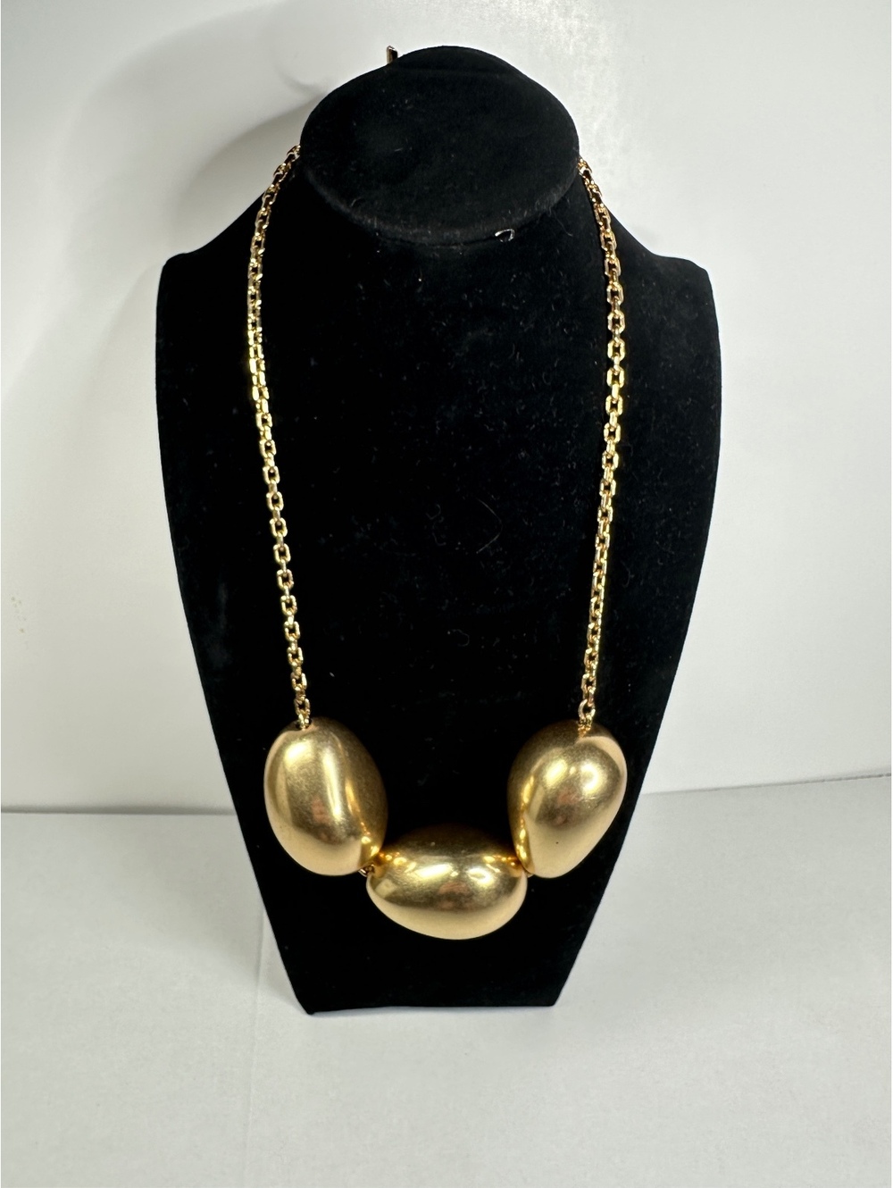 Angie Gooderham Antique Gold Plated Three Pebble Statement Necklace 22”